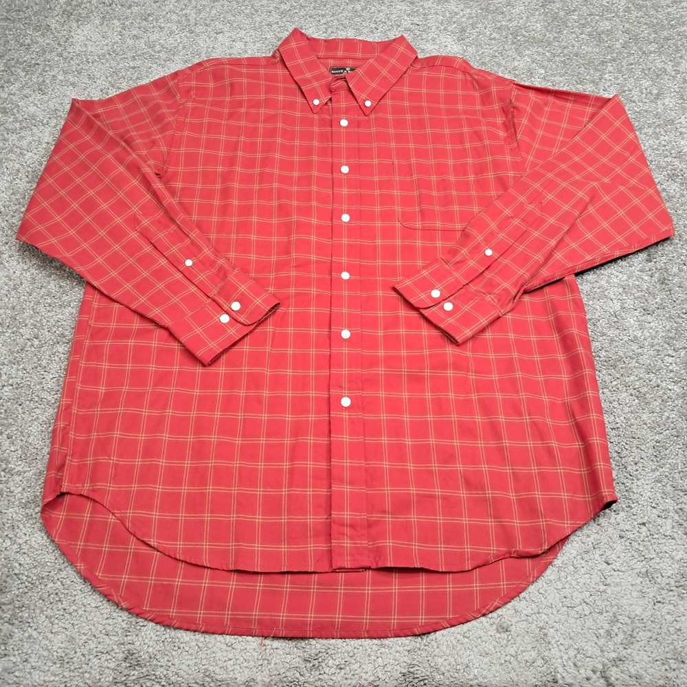 Steve & Barry's Mens XL Red Plaid Button Down Shirt Wrinkle Resistant LS